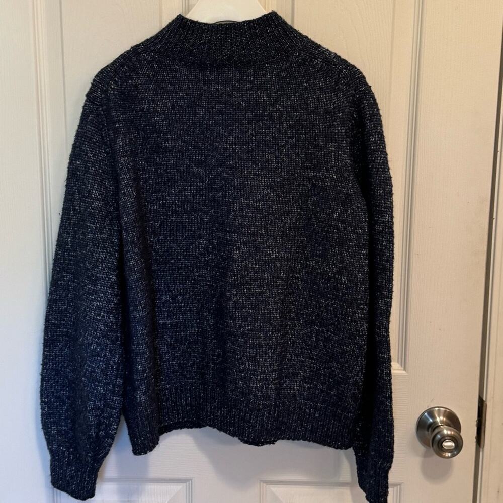 Banana Republic Mock Neck Cable Knit Cropped Sweater size Large Navy Blue - Picture 2 of 3